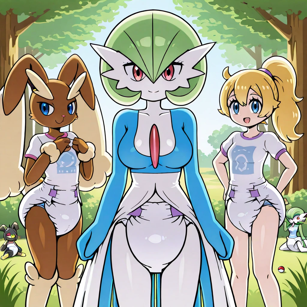 score_9, score_8_up, score_7_up, score_6_up, score_5_up, score_4_up, (source_anime), pokemon, 2girls, (( gardevoir, Tall stature, big breasts, Withered breasts, Sagging breasts, big Thighs, big ass)), Distant vision, ((lillie from pokemon, sucking breast) age difference, giant size difference, field, Horizon, forest, sunny day