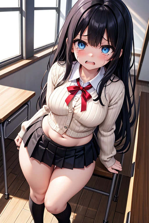 masterpiece, Highest quality, In detail, (beautiful girl), cute, (tits), (A high school girl tucking up her skirt to show her panties.)