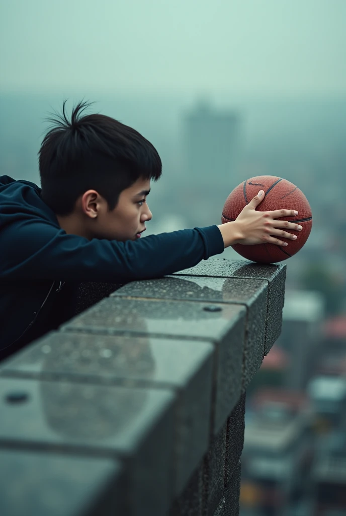 a person grabbing something in the air with 2 hands