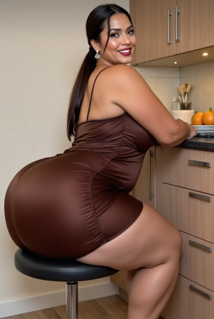 mature woman 37 years old ((Dominican)), Full body, perfect curved body (dark skin: 1.8), short black hair with some gray and curly, reading glasses, curvy body (beautiful Latina, dark skin)) nsfw, beautiful latina, ((thick thighs)) thick ass, (thick legs), beautiful, beautiful mature woman, rating_explicit, maid very sexy, black hair, short hair,Very seductive pose and daring look seducing viewer, naked, nsfw, apron, heart, curvy, maid headband, female focus, erotic pose, doggystyle pose, magazine cover, helvetica bold, sexy, choker, bangle, thick eyebrows, thick thighs,thick ass, brown skin, on her knees, thick, sweating, holding thighs together, clitoral hood, (((shiny skin))), face down, presenting ass, feet, soles, spreading pussy, leaking, dripping, Shot with Sony Alpha A9 II and Sony FE 200-600mm F/5.6-6.3 G OSS lens , natural Light photography, hyperrealistic, ultra detailed –Ar 3:2 –Q 2 –S 750