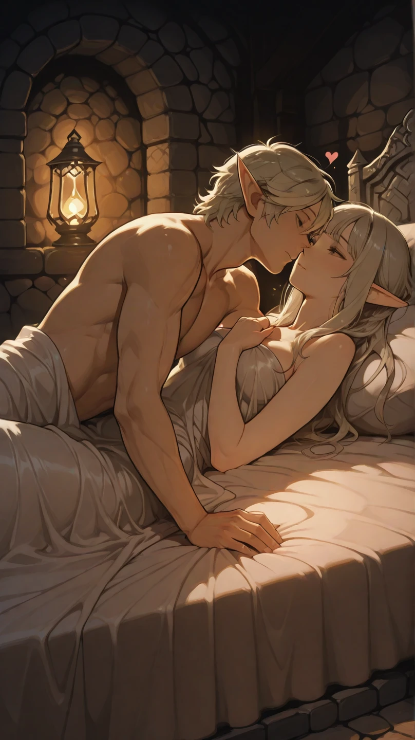 masterpiece, best quality, unity 8k wallpaper, illustration, very detailed, ((rape, sexual harassment, pain , 1 white female elf,1 evil goblin, first sound)),, sweat, Warmth, solid, big bust ((in a dark cave))(((Vaginal insertion, have sex,kiss)))
