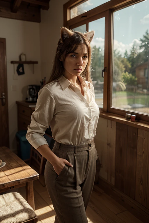 masterpiece, best quality, a dramatic and expressive cowboy shot of a woman, capturing her intensity and charisma in a contemporary style, <lora:epiCRealismHelper:1> <lora:add_detail:0.5>,