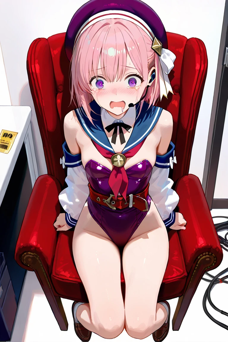 (collar, chain leash,black_thigh strap),nsfw,barefoot, feet, (fingering:1.3),(spread legs:1.4),(spread pussy:1.2), (famale masturbation:1.4),(own fingers inserted into pussy:1.3),(open vagina, vivid pussy, high quality vagina:1.3),dark dungeon:1.5,正しい5本の指