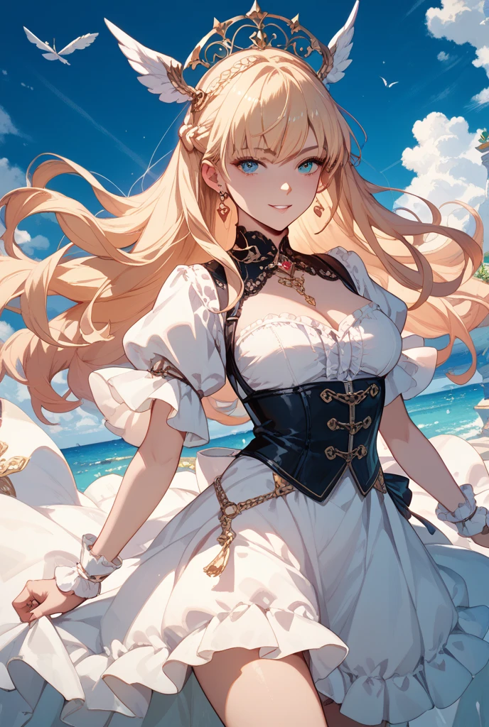 art, Unity 8k壁纸, Ultra-detailed, Beautiful and aesthetically pleasing, (s fractal art: 1.3),  flower, girls, (Hairstyles: Long hair) Ocean, Extremely detailed, Cowboy shot, The most beautiful, Seafoam, Buble, cute big breasts, ultra quality, random background, random dress, --auto --s2