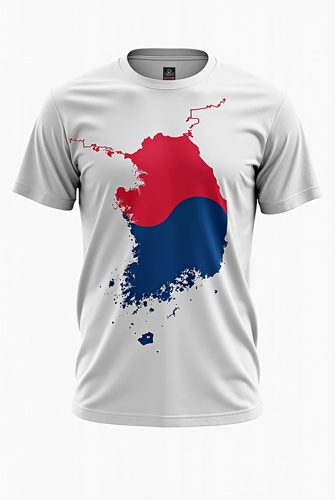 Shirt print art involving some Sakura tree leaves along with the symbol of the country of South Korea