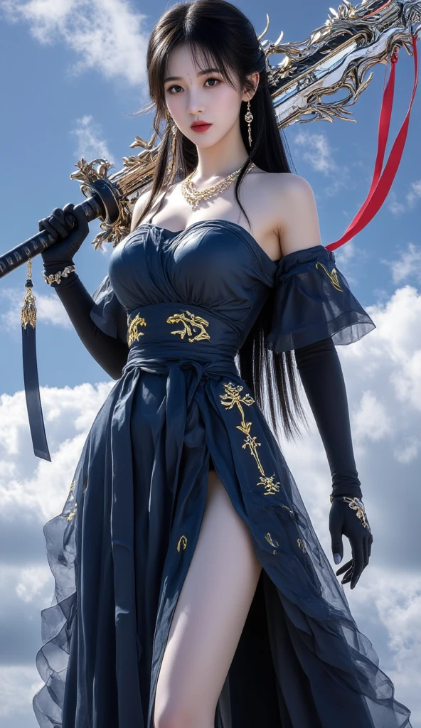 Hermosa mujer de cuerpo delgado y estetico, con un vestido estilo japones muy elegante, the woman is barefoot, la mujer baja delicadamente las escaleras, el ambiente es oscuro con luz mortecina que genera miedo.
