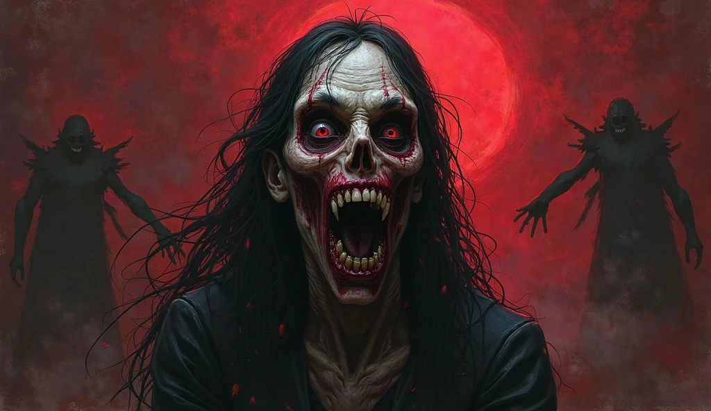 A-scary-cannibal-and-very-angry-blood-dripping-from-his-mouth-full body-japanese
