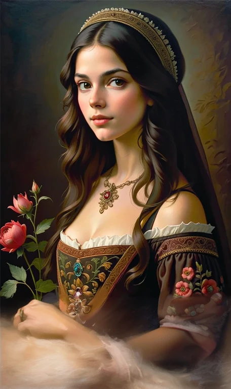 Detailed art nouveau painting, high quality, elegant woman full of grace