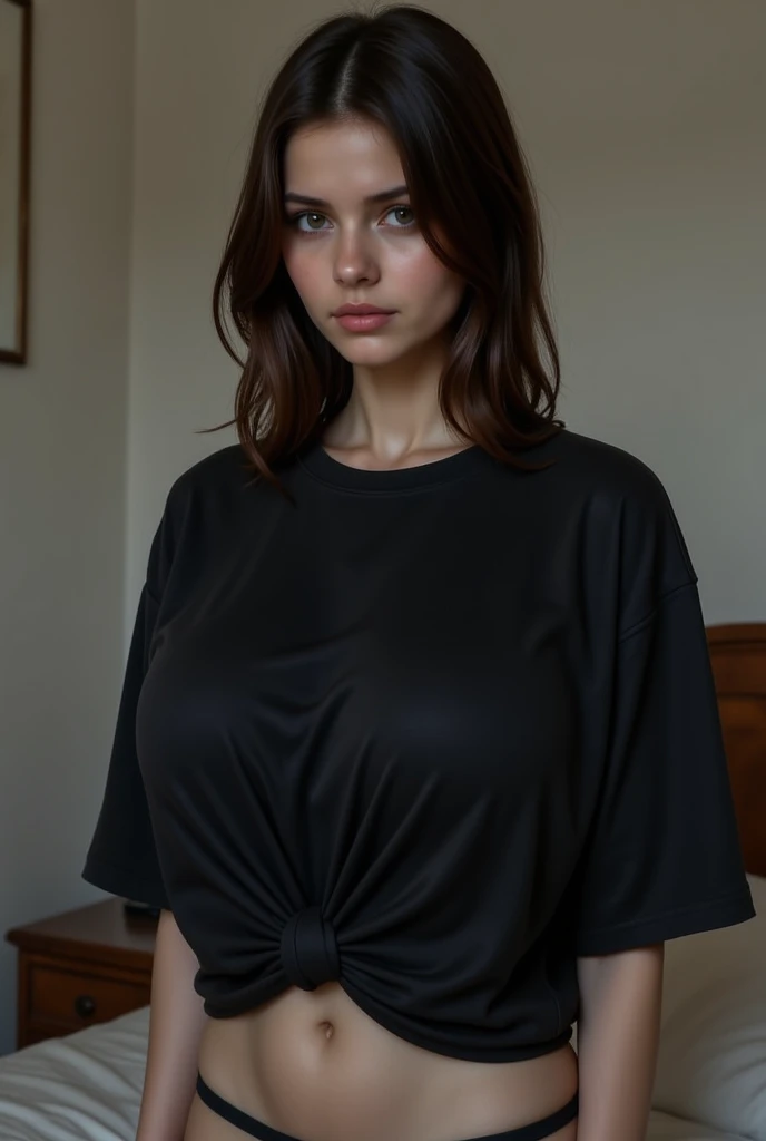 mature woman, huge tits,t-shirt, shorts