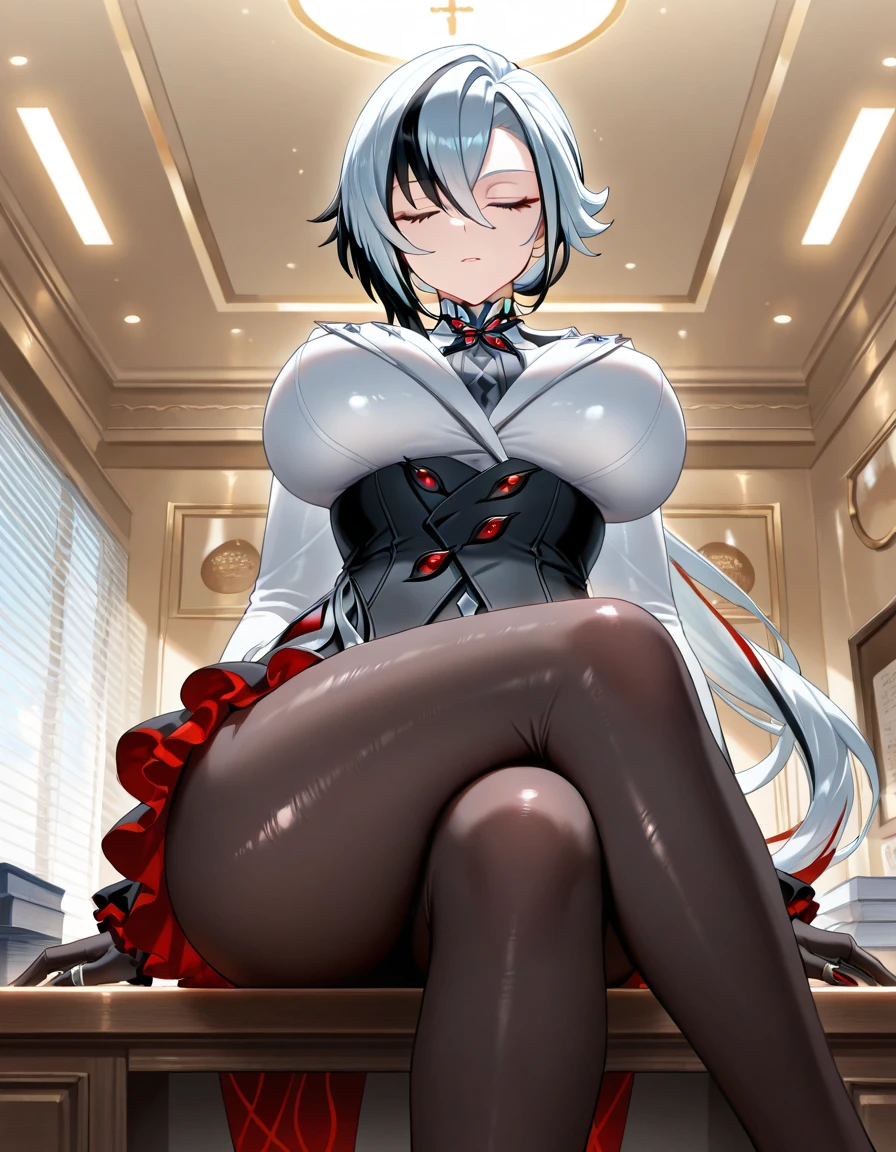 yagokoro eirin, (masterpiece, best quality:1.4), (traditional media), (oil painting:0.9), (sketch:1.2), (extremely detailed CG unity 8k wallpaper:1.2), solo focus, gloves, sharp eyes, big breast, slim thighs, playboy bunny, (red and blue leotard), bare shoulders, strapless, fake animal ears, rabbit ears, rabbit tail, choker, standing, tattoo, white long hair, braid long hair, beautiful eyes and detailed face, indoors, scenery, backlighting, exceptional, extremely detailed, narrow waist, (best aesthetic), absurdres, incredibly absurdres, covered navel, skin tight, Touhou, nswf, (beautiful detailed eyes), (detailed eyes), cute, beauty, high_heels, (evil smile:1.5), (full body:1.5), (squatting, spread legs:1.5), contrapposto, ((casino)), black thighhighs, HDR, 4K, nier anime style, harmony, yagokoro eirin