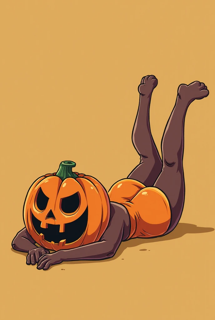 one with a pumpkin head, girl with huge