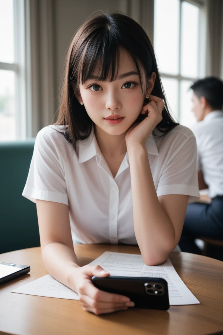 80's_jiaopian,Ultra-realistic 8k CG,masterpiece,best quality,(photorealistic:1.4),HDR,absurdres,Professional,RAW photo,(film grain:1.1),Bokeh,((Depth of field)),raytracing,detailed shadows,1 girl,(blonde hair:1.2),(high ponytail:1.1),young,((European:1.1)),hair_bow,freckles,looking at viewer,school uniform,youthful,energetic,cheerful expression,bright blue eyes,smiling,backpack on shoulder,standing confidently,(gymnasium:1.2),campus,sunlit courtyard,long legs,white sneakers,trendy accessories,natural makeup,rosy cheeks,carefree attitude,artistically inclined,vibrant personality,relaxed atmosphere,in classroom,sun rays from window,relaxed,happy,((reflector \(photography\))),panoramic view,<lora:80's_style:1>