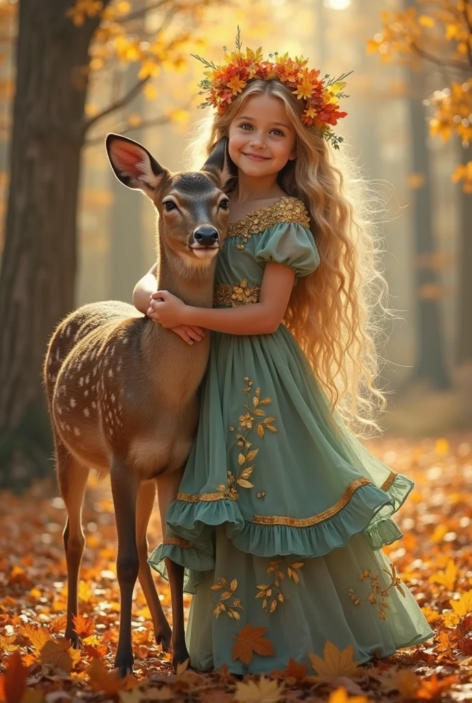 a lovely Celtic girl, in front of a forest cabin, a squirrel on the girl's shoulder, the squirrel rubbing its head against the girl's cheek, the tindal light shining on the cabin behind her,
1girl, solo, celtics, a forest treehouse in a rainbow, moss, Englander style,
full body, masterpiece, best quality, super detailed, extremely delicate and beautiful, (((sharpening))):1.6, refined girl, dynamic pose,