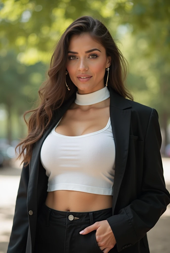 sitting on a white couch, at nighttime, in a candle lit room, wearing a tan blazer, tube top, matching brown skirt, professional suit, moody dark light, dark room, 26 years old, wavy dark hair, full body photograph, full body in view, very detailed, light eyes, light green eyes, high-res, masterpiece, best quality, intricate details, sharp focus, detailed skin, realistic skin texture, detailed eyes, taken with an iphone, ultra detailed, with flash