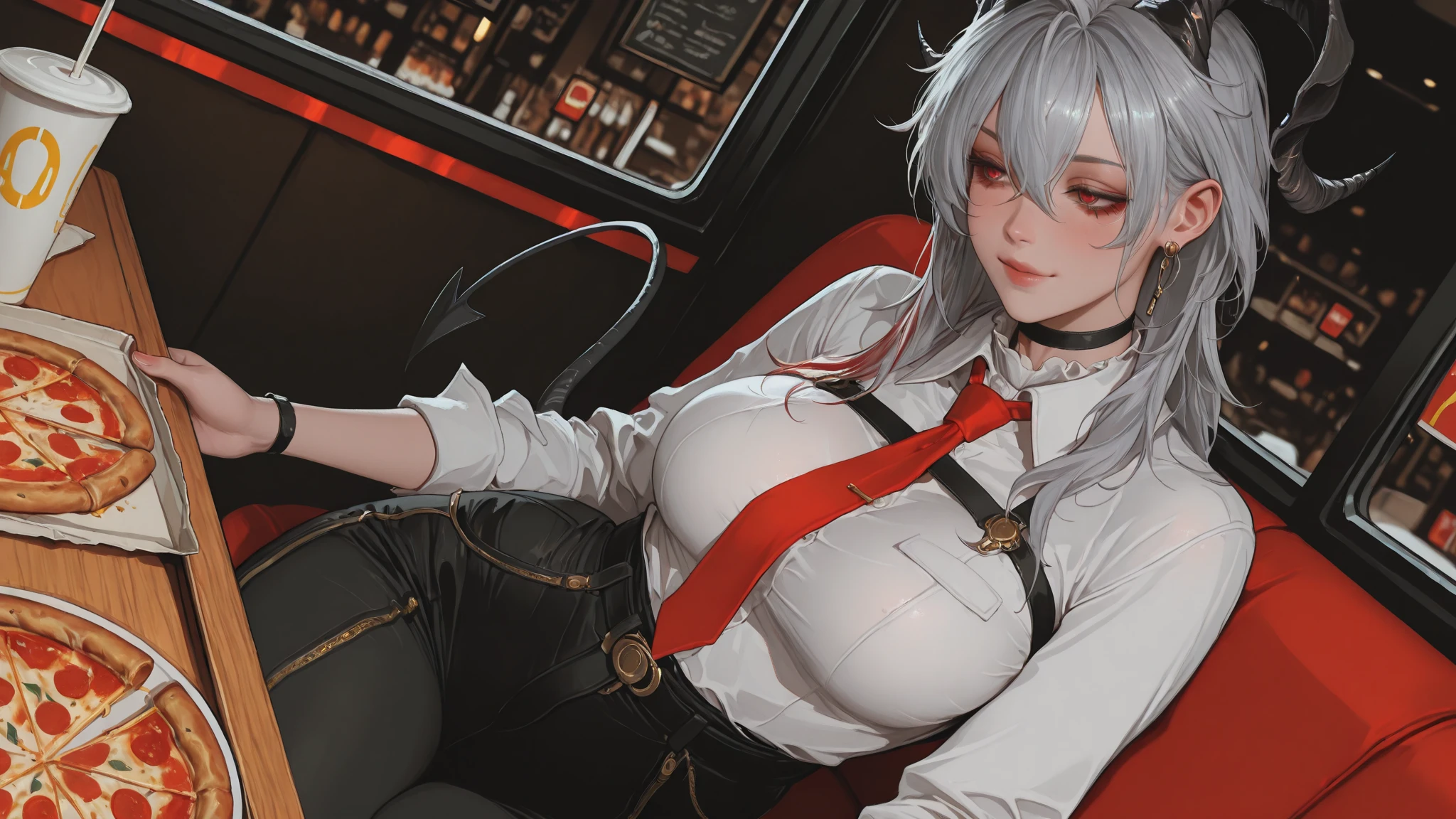 ((1 cyborg woman)),((huge breasts, bare breasts, naked pussy, naked, pissing all over herself)),((curvy woman)),((sitting on a chair in a computer room)),( (smoking a cigarette, smoking a cigarette, drinking a glass of beer)),((embarrassed face)),((bare breasts, with lots of bubbly hair, wearing a scientist's coat)),((long gray hair, eyes bright yellow colors)),((with an assistant,)),((facing the viewer)),