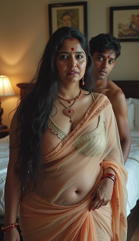 extreme close up photo of sexy mahie gill showing breasts to viewer from top view, swooping breasts, deep cleavage, look at viewer and subtle smile, seductive eyes, sultry, blue lace salwar, ponytail, 38 yo, HD, 4k, ultra high quality, (cinematic:1.3), intricate details, (ArtStation:1.2)