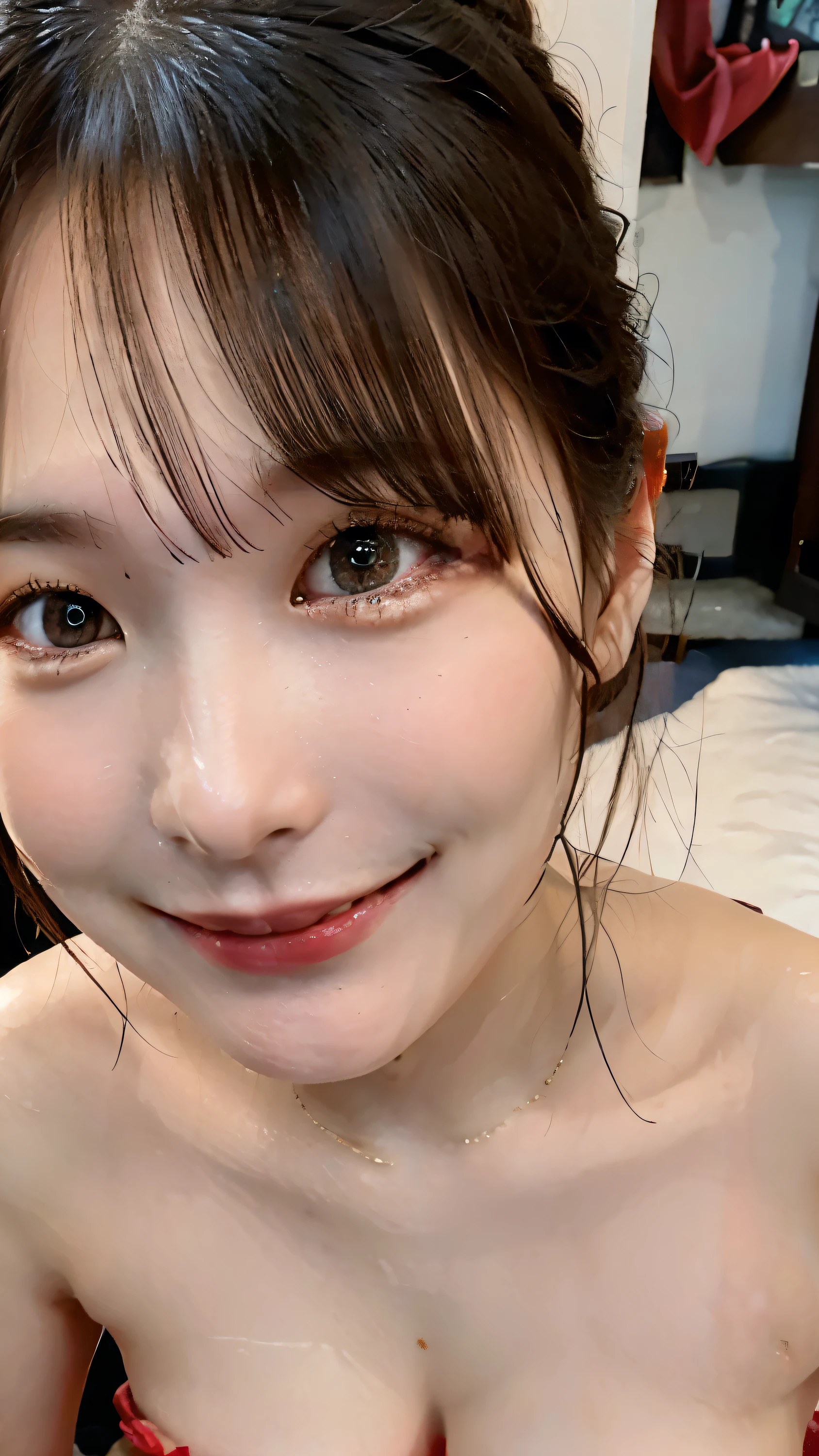 long eyelashes, firm round eyes, Ear red , precise, Slightly shy, Glotches , ahe face, moles under the eyes, Bun, Surrealist, Shadow , embossing, Stereo view, vertical painting, point of view, atmospheric perspective, 【8k, super detail, best quality