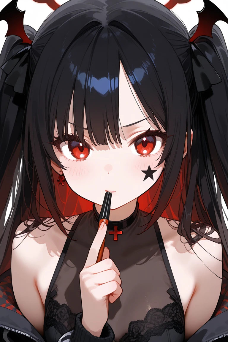 1 girl、细致的Facial details，Cat ear，Black long hair,red lips，Slim，Wearing a white shirt，With red bow tie，White shorts，Two hands，Two Legs，Large Breasts，Charming red eyes,，handcuffs，collar，Radiant Skin，Facial details，stage，Magic show