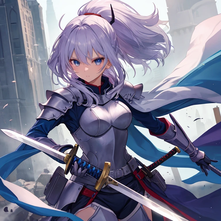 personagem feminina, steel armor, corpo inteiro, corpo inteiro, armadura detalhada com cores escuras