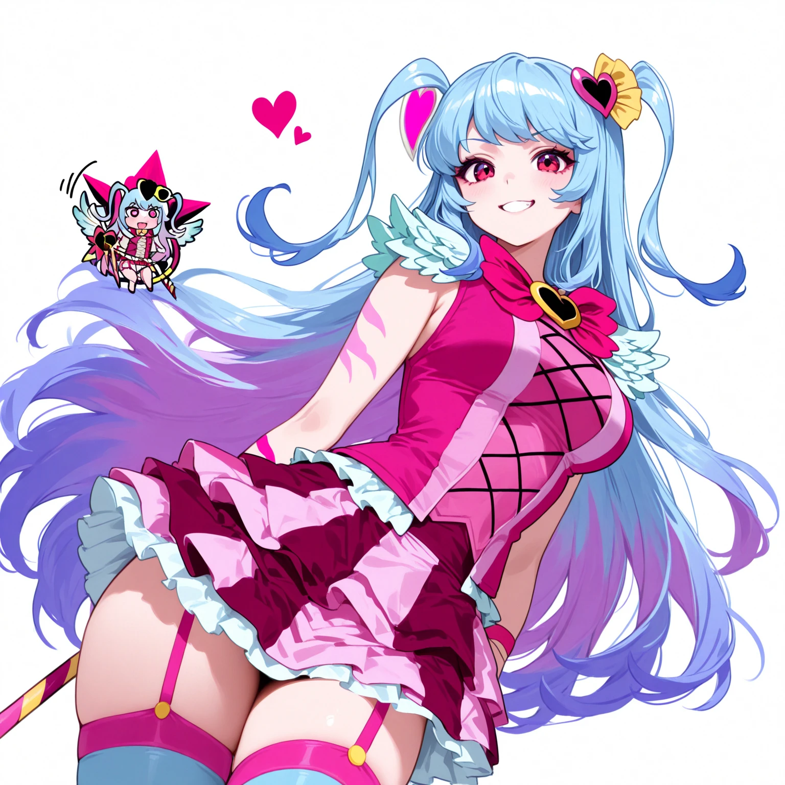 masterpiece, best quality, 1girl, alternate_costume, animal_ear_fluff, animal_ears, arm_cuffs, armpits, bangs, black_gloves, black_leotard, blue_hair, blush, braid, breasts, bunny-shaped_pupils, carrot, carrot_hair_ornament, cleavage, coat, colorful, creature, don-chan_\(usada_pekora\), extra_ears, eyebrows_visible_through_hair, floral_print, food-themed_hair_ornament, food_print, fur-trimmed_gloves, fur_scarf, fur_trim, gloves, hair_between_eyes, hair_ornament, houshou_marine, japanese_clothes, kimono, leotard, leotard_under_clothes, long_hair, looking_at_viewer, multicolored_hair, nekomata_okayu, nintendo_switch, obi, off_shoulder, official_alternate_costume, open_mouth, playboy_bunny, rabbit_ears, rabbit_girl, rabbit_tail, sakura_miko, shirogane_noel, short_eyebrows, small_breasts, solo, thick_eyebrows, twin_braids, twintails, two-tone_hair, usada_pekora, virtual_youtuber, white_bow, white_hair, wide_sleeves, yukata