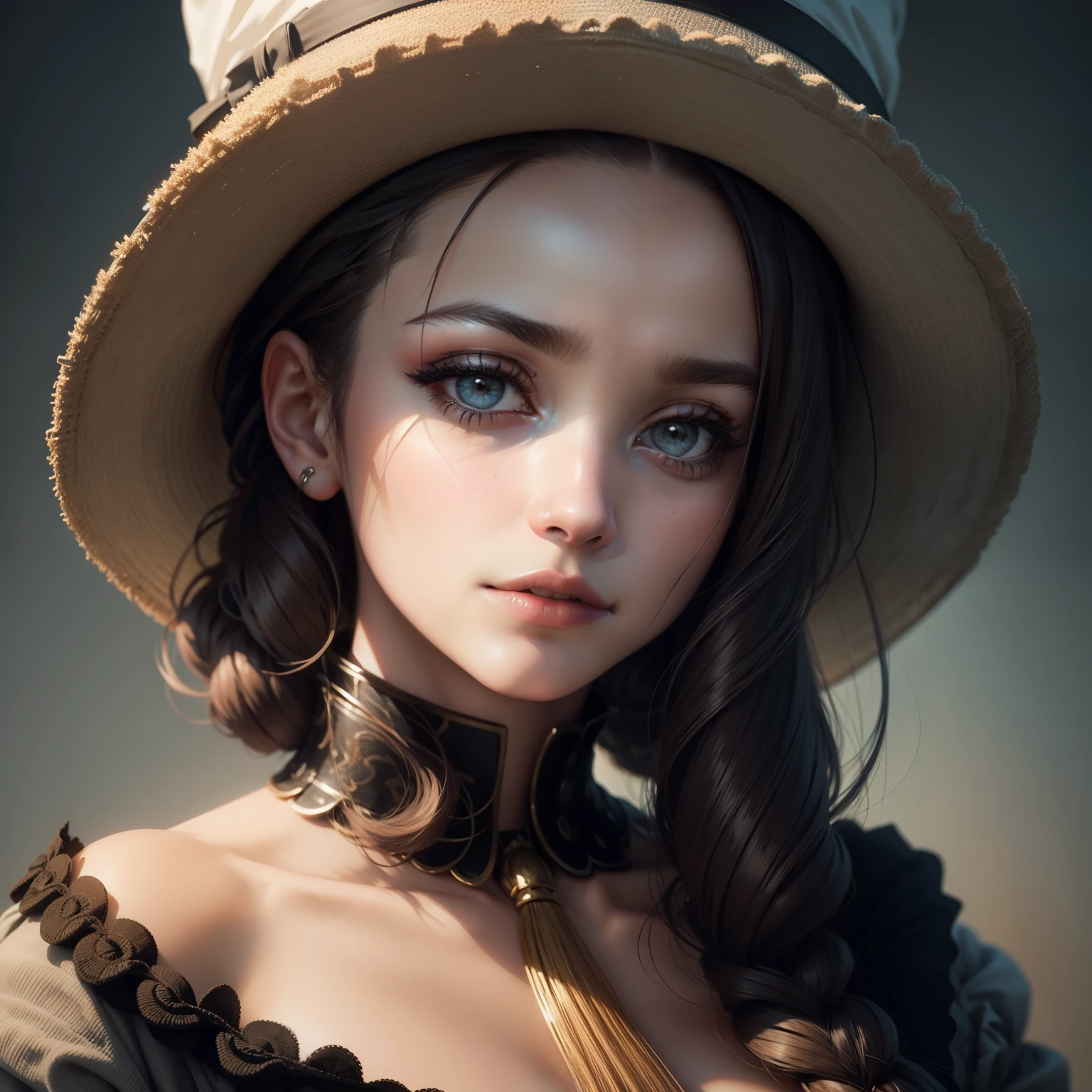best quality,ultra-detailed,realistic,portrait,beautiful detailed lips,extremely detailed eyes and face,longeyelashes,medium:portrait,photorealistic,(large beauty mark near mouth:1.2),(large mole near mouth:1.2)