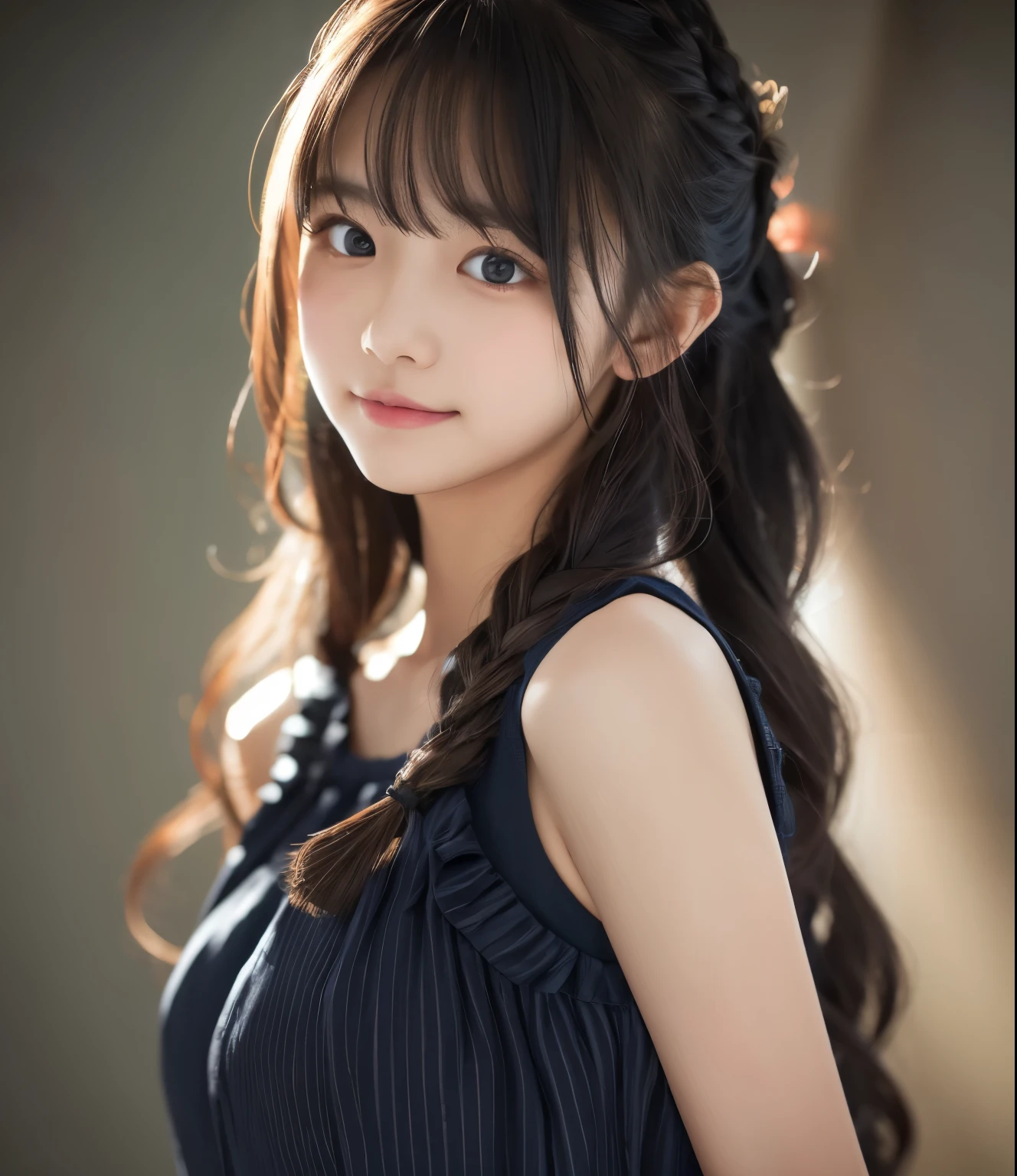 Female Middle School Student、 in landscape、、 Angelic Smile、
break、Flax Hair、 Side Braid Hair 、 long hair、Thin Hair、Expressive hair、 asymmetrical balance 、
break、 sleeveless dress 、 black goth dress 、 cute dress with lots of ruffles、Especially short skirts、striped knee-high socks、Red pump、
break、
High Definition , masterpiece, Accurate, Anatomically Correct , number々Awards, 最 High Quality , High Definition モデル, high detail, High Quality , retina, very detailed, Ultra-high definition, textured skin,
break、 full body shot 、 Photographed by a Professional Photographer 、Soft light 、 low angle、 staring at the camera、Use of reflectors