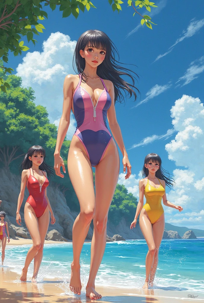 (4+Girls:1.5),(alternate athlete swimsuit pool), Oil, line up, girls in row, Large crowds, Looking at Viewer, Very high resolution, Extremely detailed, masutepiece, Top quality official art, Model, glamor, alternate hairstyle, Alternative Breast Sizes,