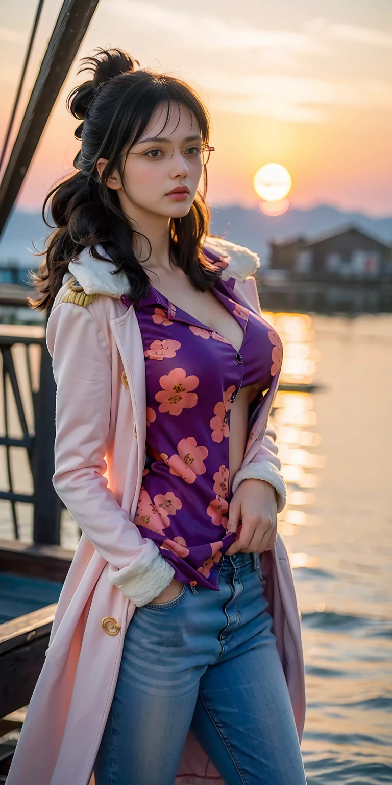 (masterpiece, highest quality:1.4), (Sitting in a treasure chest:1.5), (dynamic pose:1.5), outside, (coins and jewells outside the treasure chest), (on the beach), 1 girl, alone, hancock1, 1 girl, Boa Hancock, big breasts, cleavage, long hair, epaulet, cape, (white cape:0.5), crop top, long sleeve, side slit, (European young woman:1), looking at the viewer, Beautiful smile, beautiful face, highly detailed face, highly detailed eyes, Scattered beneath the surface, realistic pupils, blush all over the face, lip whole, detailed background, Depth of bounds written, volume lighting, sharp focus, disorganized, realistic proportions, (realistic, hyperrealistic:1.4), 16K HDR