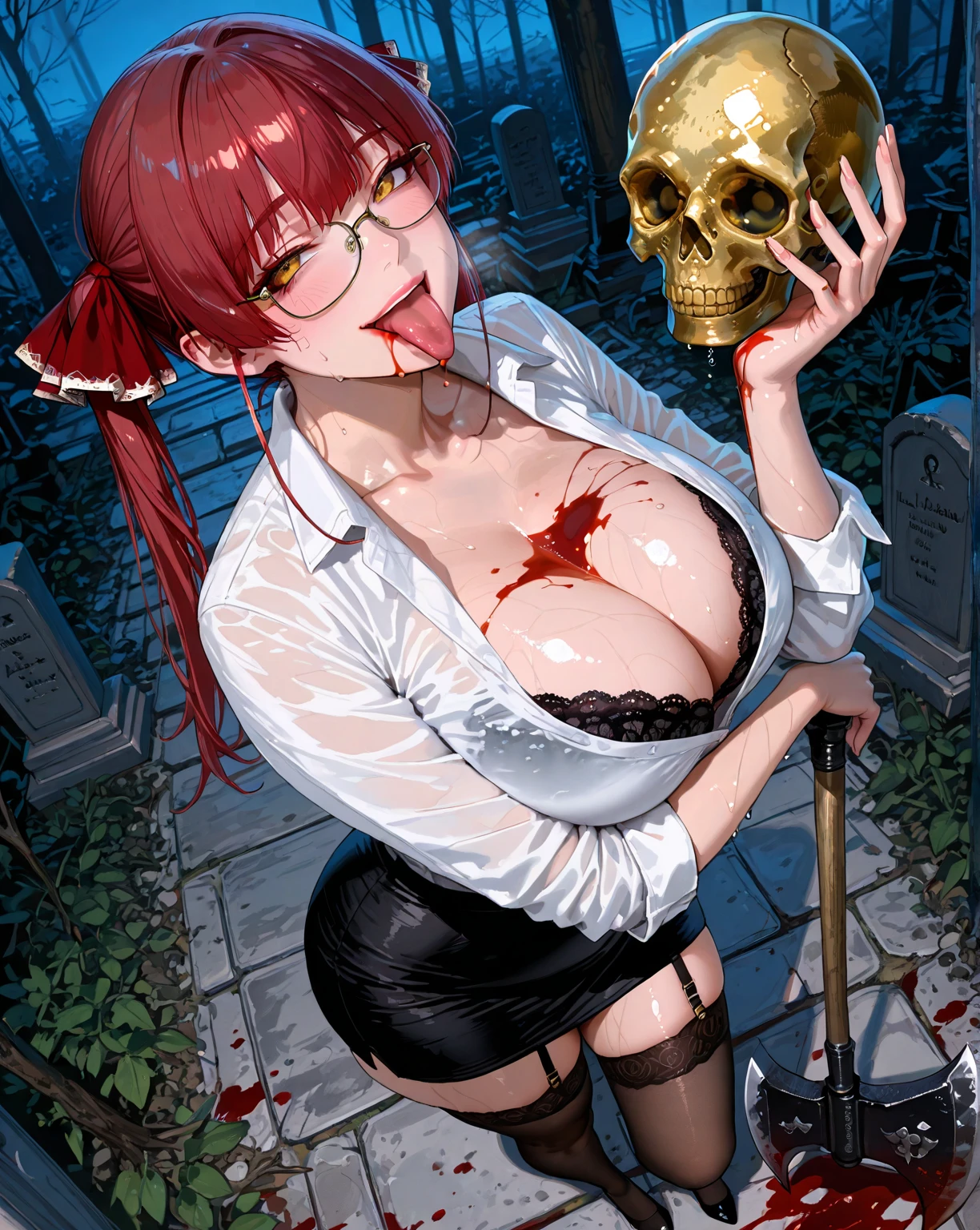 <lora:0253 ceremony_v1:0.83>, ((ruanyi0253,candle,carpet,chain,indoors,blood on clothes,blood splatter,blood)):1.23, sweating,
<lora:window_20231101033405:0.5>, indoors, detailed room, altar, ceremony, blood, sigma,
BREAK (1woman, adorable, cute , clear face, solo , (full body:1.35), ((a woman wearing a sliver clear glasses):1.2)),
BREAK perfect(anatomy,body,face,hand,legs,foot,fingers,pussy),aqua eyes, ((multicolored sliver pink hairs)), ((very long hairs)), cleavage,
BREAK detailed woman, glossy pink lips, ((milky skin, shiny skin)), makeup, blush,eyeliner, eyeshadow, eyelashes, textured skin, collarbone, perfect skin,
BREAK <lora:more_details:0.7>, extremely detailed, CG, finely detail, (masterpiece:2.0, best quality), intricate details, depth of field,
BREAK <lora:uber_saggy2:0.68>, saggy, sagging_breasts, ((huge breasts)), ((bouncing breasts)),
BREAK soft light, light on face, cinematic lighting,dynamic angle, dynamic posture, detailed shadow, detailed lightning, ((wide view, wide-angle lens)),