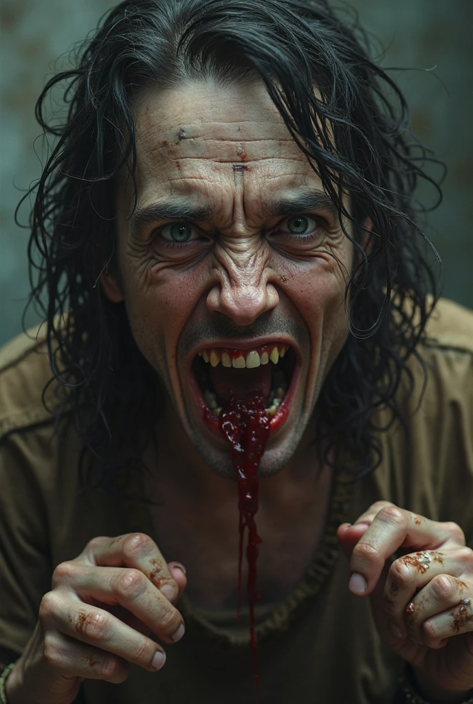 (((horror style))), illustration of a zombie vampire trapped in a coffin, Bill Henson, with a heavy stone on top of his chest, super detailed, Unreal 5 resolution