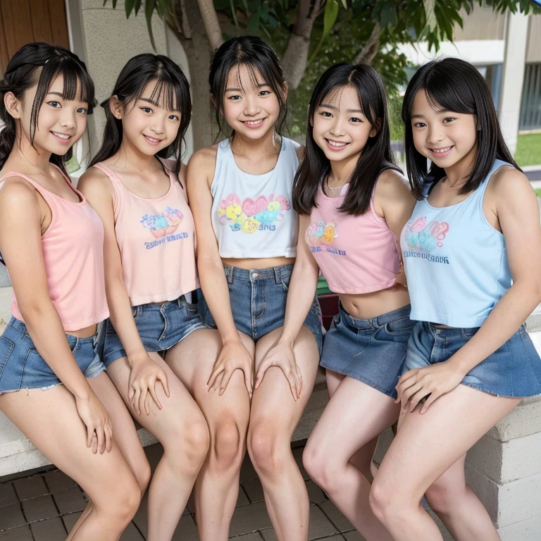4 hot sweet innocent 日本の中学生 13 year olds having a sexy sorority party in hot crop top hoodies and short shorts outfits, While getting drunk and laughing together, sexy, beautiful girl, innocent, detailed pupil, expressive eyes, compensate, real photos, modern look, real photos (realistic:1.5), silky, skirt, NSFW:1.1、