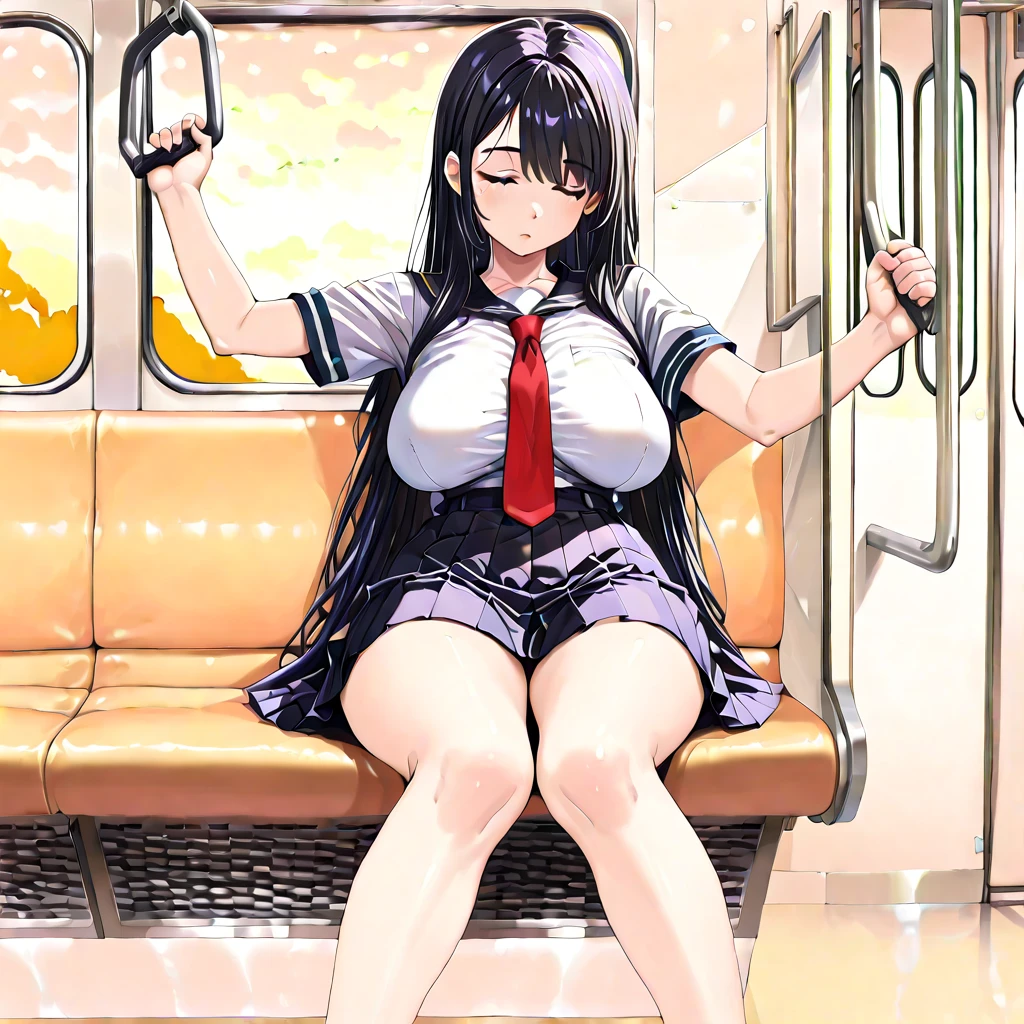Very delicate、Highest quality、Full body shot、on the train、MCharacter splits、Being stripped of clothes、Completely nakedにされる、Spread your legs、Creampie、Long hair black hair、Large breasts、Completely naked、Completely nakedに赤い短い靴下、No clotheale orgasm、Mouth Opening、,blush、The woman is climaxing、Urinating