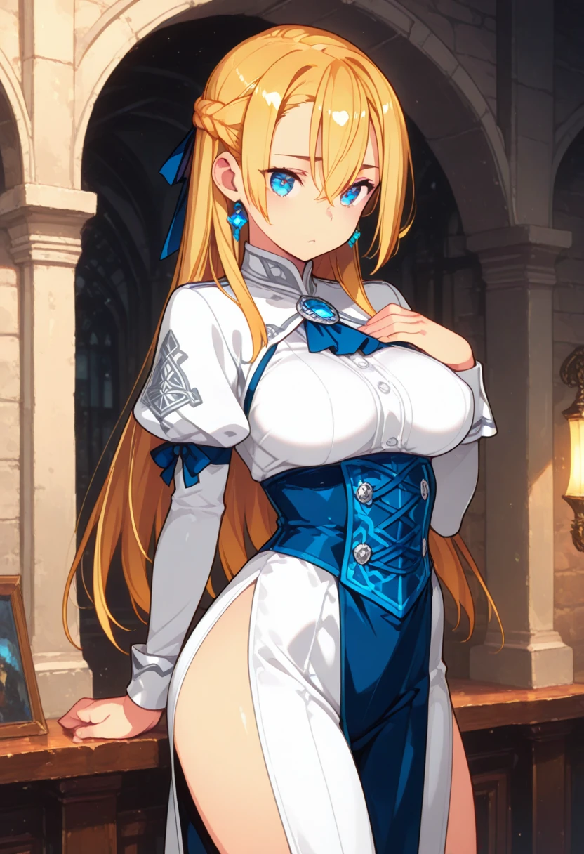 An enchanting visual unfolds, huge tits manga art of a priestess, long hair ,hat, long sleeves ,dress ,thighhighs, white headwear, thigh boots, wide sleeves, white thighhighs.
1 girl, 20yo,YOUNG female, Beautiful long legs ,Beautiful body ,Beautiful Nose ,Beautiful character design, perfect eyes, perfect face,
official art, extremely detailed CG unity 8k wallpaper, perfect lighting,Colorful, Bright_Front_face_Lightinasterpiece:1.0),(best_quality:1.0), ultra high res,4K,ultra-detailed,
photography, 8K, HDR, highres, absurdres:1.2, Kodak portra 400, film grain, blurry background, bokeh:1.2, lens flare, (vibrant_color:1.2)
, (beautiful_face:1.5),(narrow_waist), (Beautiful,Huge_Breasts:1.2)