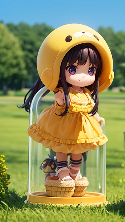 Reality、Blind Box、《Q version girl》(Wear light blue short sleeves,Girl in short white skirt,Carrying a yellow school bag,Smile)
