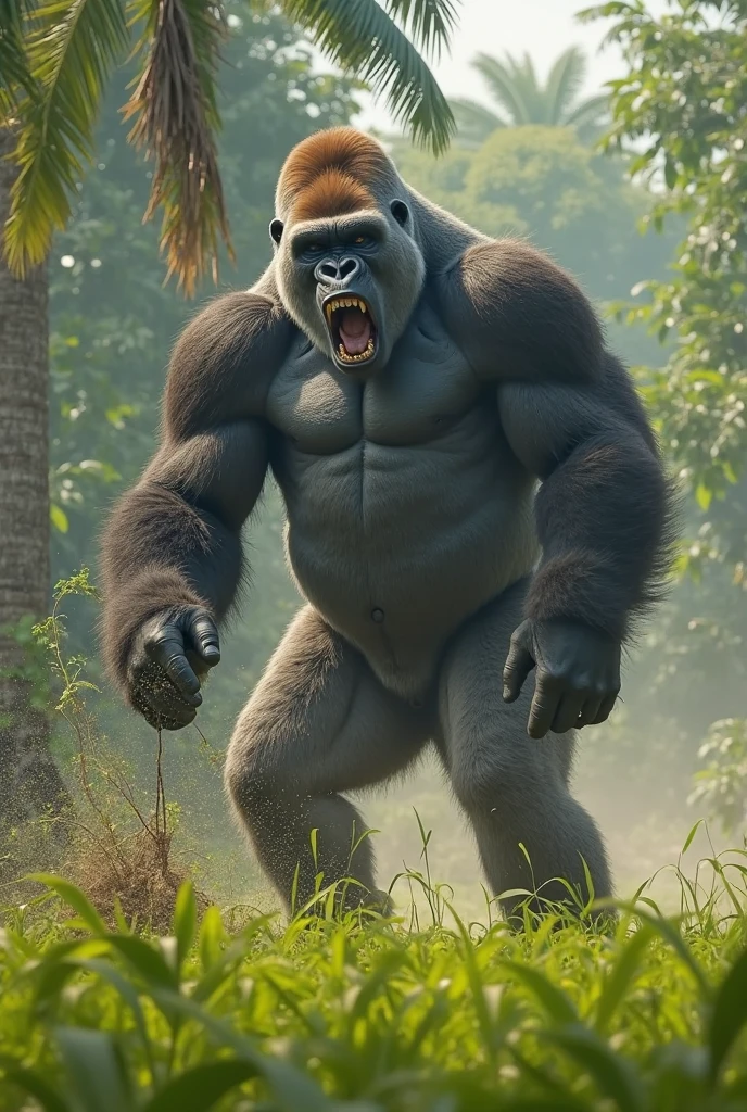 (RAW photo of a Neanderthals:1) , (hyper realistic:1.4), (Neanderthal man:1.4),bodybuilder transformation,(half gorilla mix :1), tall, bulky,hulk body, chubby belly, (very muscular:2), (hairy body:1.5),(detail face:1.1), tan skin, thick arms, (veiny arms:1.1), (bloated gut:1.5),(wearing underwear:1.1), thick legs, rounded pecs, (big arms:1.1), veiny arms, dark brown skin, (in a zoo:1.1) ,angry, hdr, photorealistic masterpiece, cinematic, best quality, sharp focus,
