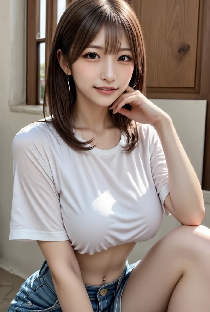 ultra Realistic 8k cg, picture-Perfection face, perfection, clean, masterpiece, Professional artwork, Famous works of art, Perfection face, Beautiful Face, beautiful eye, ((perfection female body)), alone,(Immersive atmosphere, Chiaroscuro:1.5,Bright light:1.2,Bright lighting)
,,(blush:0.5),Seductive look,Very detailed_eye,Thick thighs,Big Breasts,
Beautifully detailed backgrounds,Depth of written boundary,Realistic:1.3, Long Shot,One girl,shirt,Pleated skirt, , Sitting, whole body,
(Zhou Haoguang:1.3),(Structure of the film:1.3),(Neon Light:0.1),(High resolution:0.1),Accent lighting, White Pantyhose,