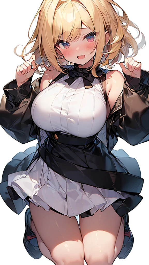 masterpiece, best quality, very aesthetic, absurdres, 1girl, mature_lady,  ,Lynette, animal ear fluff, Animal ears, Cat ears, facial mark, Hair Bow, Purple_eyes, Brown hair, Star, Star on cheek,,black_leotard, black_gloves, white_shirt, shirt, blue_cape, cape, long_sleeves, thighhighs, black_thighhighs, underbust, belt, necktie,in gym,floating_hair,covered_breasts