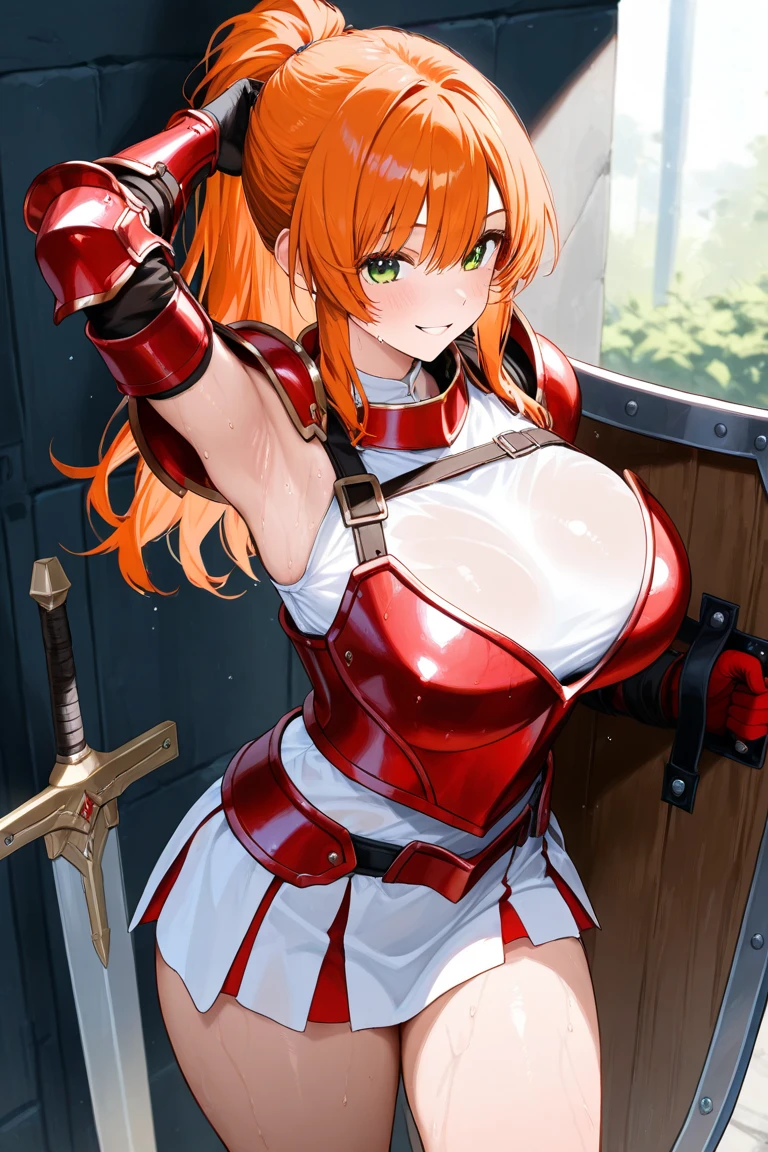 Cool red-haired busty female knight、Cloth equipment