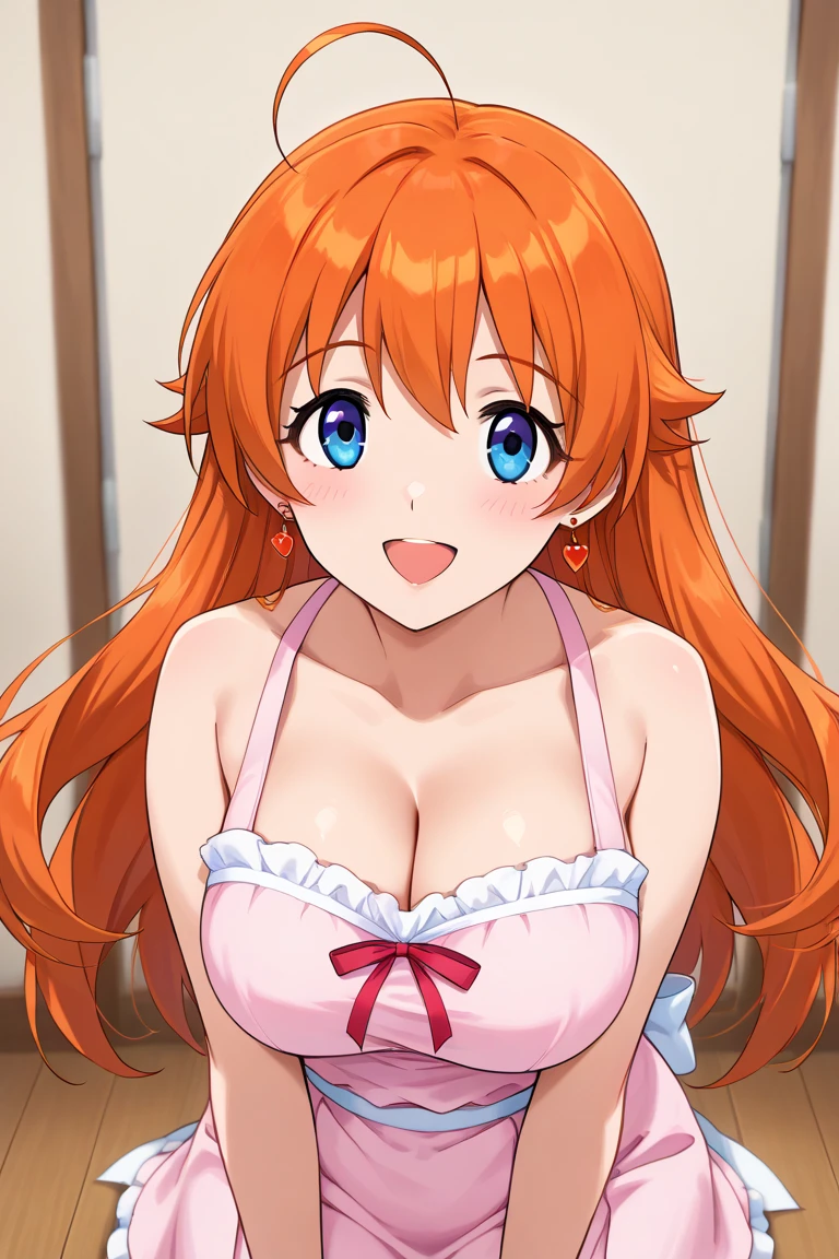 ((best quality)),((highly detailed)),masterpiece,absurdres,detailed face,beautiful face,(detailed eyes, deep eyes),1girl, may, purple eyes, orange hair, long hair, 独奏, breasts, large breasts,lips,sidelocks, bangs,smile、blush、Huge breasts、,((Mastepiece)), (Best Quality), Peeing on the bed、Very soft bed、、Extremely detailed, Shiny skin, Depth of written boundary, Vivid Color,From above,Spread legs,Spread ,,Embarrassing,Open Mouth,How ,1 Boy,,cowgirl position,, Highly detailed lingerie bra、Highly detailed panties、 Large Breasts, skirt, Under pants, White shirt, Shirt lift, Lift it yourself, bra, Belly button、room, 