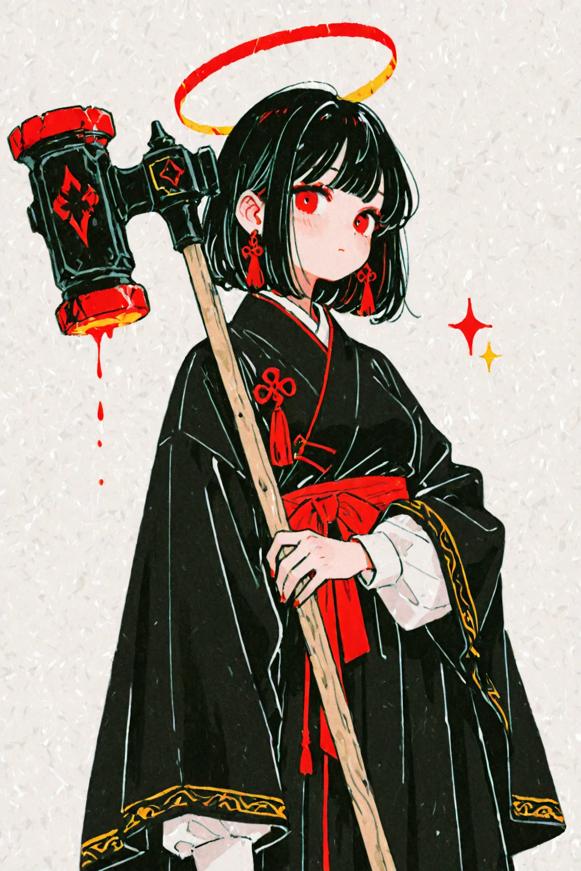 Ghost Painter,Have a large painting,Wooden palette with paints at hand,There's a ghost coming out of the painting