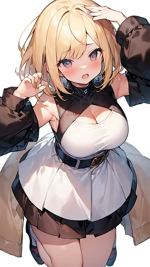 Girls wear skirts，it's a perfect face，seminu,Willow waist,(real, realistically), (depth of fields),striped hair,thick thight,view the viewer , insanely details, Complicated Details, skeleton costume,(Lop), Lower chest skeleton costume,Shiny holographic skeleton costume:1.1 , Big breasts sag,hair blonde,Redlip ,see-through skirt，(((8K，winning art，dynamic poses)))，