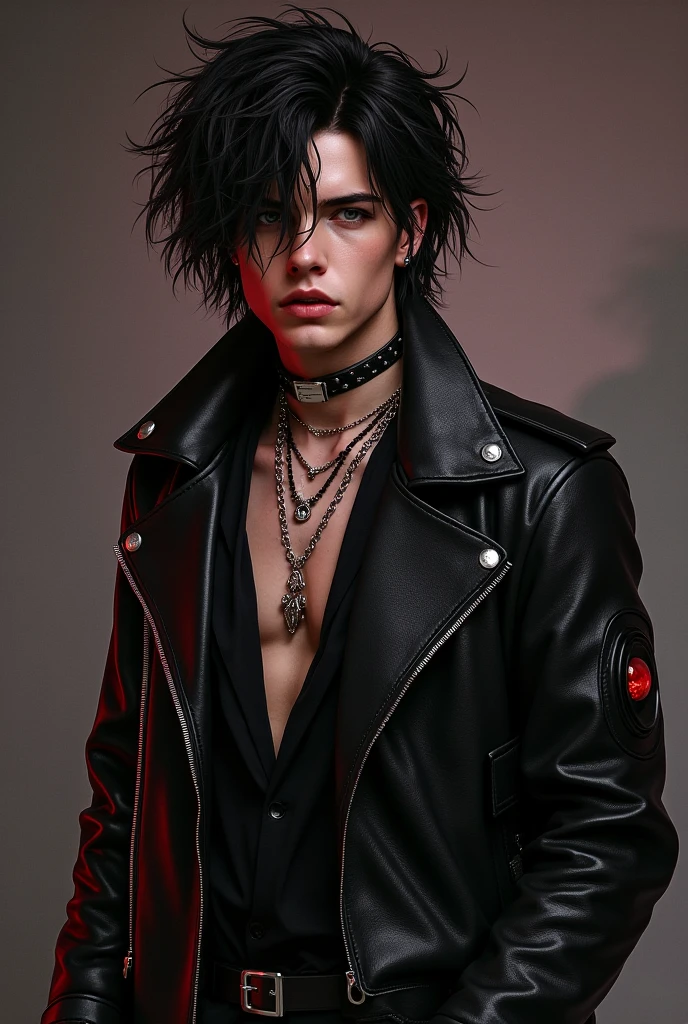 Young man dressed in an attractive and daring way, in emo style