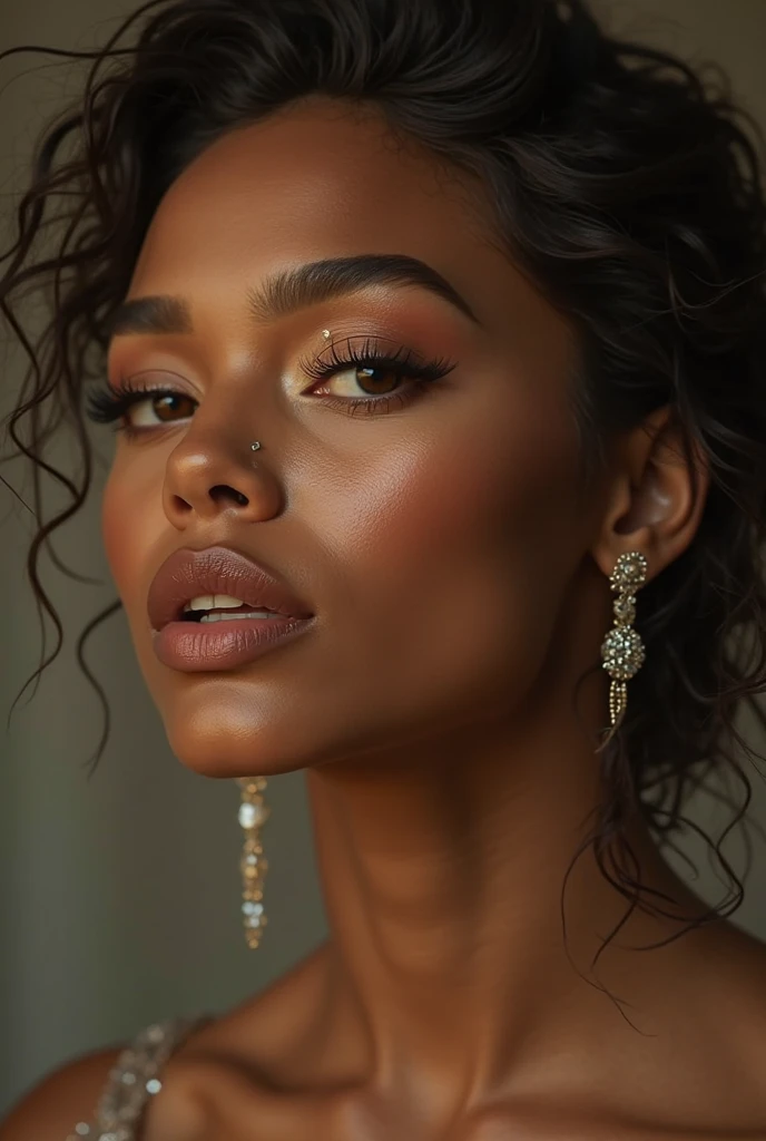 a beautiful young african american girl, full bust, curvy hips, tight fitting clothes, detailed facial features, beautiful eyes, lush lips, long eyelashes, photorealistic, 8k, high quality, hyper detailed, cinematic lighting, dramatic colors, elegant, high fashion, sensual, (best quality,4k,8k,highres,masterpiece:1.2),ultra-detailed,(realistic,photorealistic,photo-realistic:1.37)