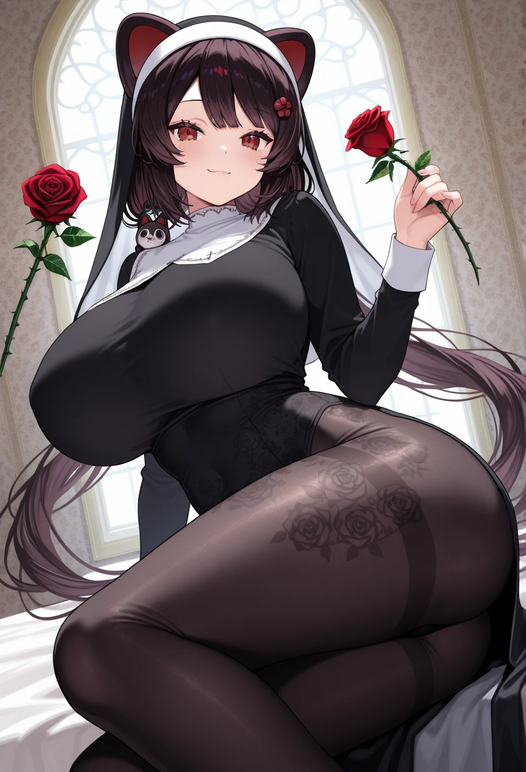One Woman、One Man、The man is looking up her skirt、Beauty、Florist、All around me are flowers、淫乱Florist店員、Floristの店員、Age 25、flare skirt、Loose and fluffy long hair, Highest quality, Focus on the thighs, smile, panties、Plump thighs、Big Ass、Big 、 Black Hair,My thighs are steaming between the legs 、Sweaty knee-high socks、Angle from directly below、Waiting for a bouquet、apron、Crotch、男にpantiesを見せる、男にpantiesを嗅がれる、Crotchが男の目の前、Obscene sound effects