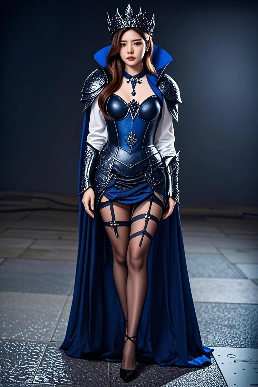 masterpiece, best quality, 1girl, modelshoot style, solo, (extremely detailed 8k wallpaper), (medium shot photo of a sexy, beautiful fantasy woman)1.5, (knight armor, opaque stockings, knee-high boots)1.2, (war_glam:1.4), (holding a sword:0.8), (toned body)1.2, (standing outside the castle gates)1.4, (extra large breasts)1.4, detailed skin texture, detailed cloth texture, beautiful detailed face, ultra detailed, 8k, intricate details