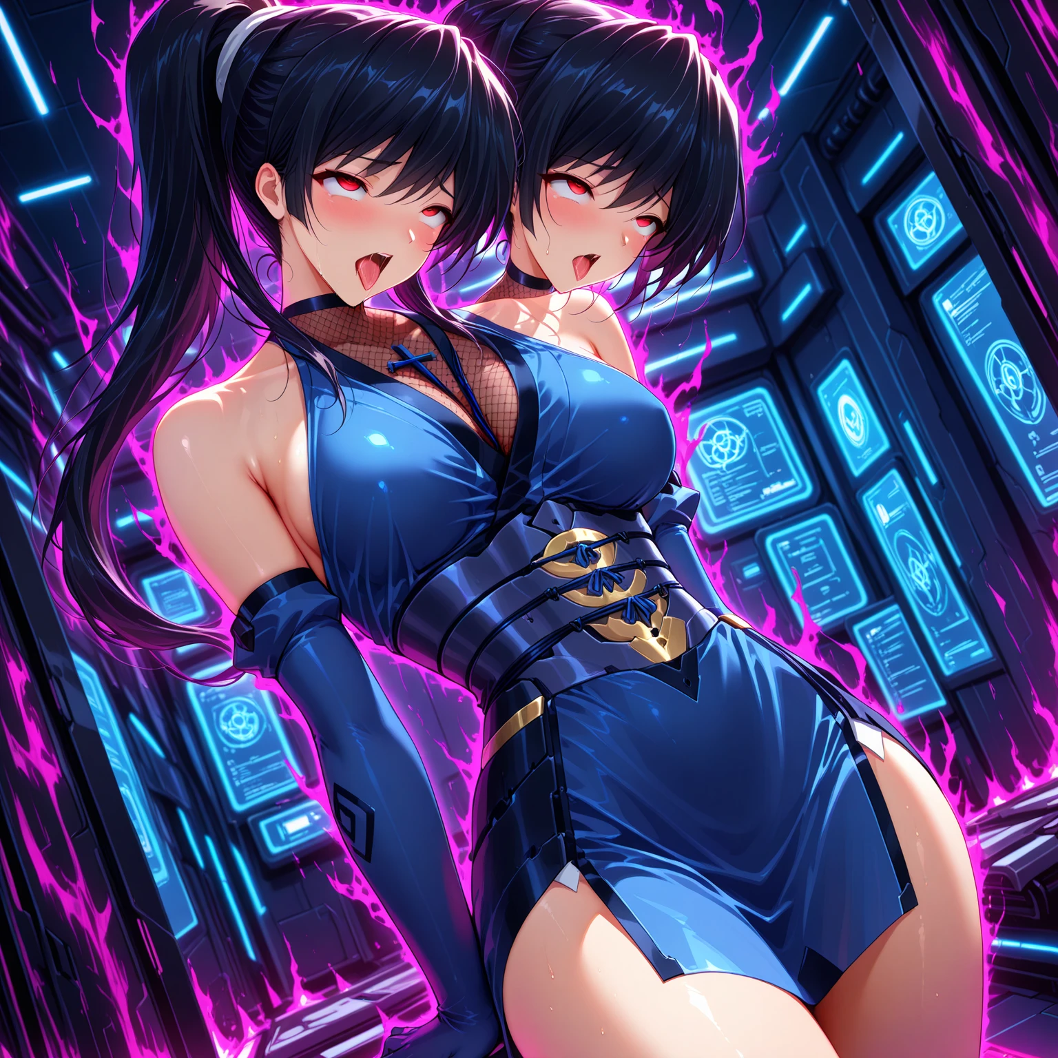 {nsfw dark ami mizuno:1.1}, beautiful detailed eyes, ultra detailed, corruption, evil fall, pubic tattoo, dark aura, full body
1girl, full body,(evil ami mizuno:1.1)++++++,((1girl, solo female, solo, solo focus)+, 1girl, solo female, mature female, standing, full body, evil, dark persona, bad end, contrapposto, villain, dark heroine,
lips, eyelashes, pubic hair, innie, evil grin, evil smile, sadistic, erotic lips, seductive evil red eyes, provocative expression, big breasts, erect nipples visible through clothing, piercing, erect nipples visible through clothing, collarbone, blue hair, evil eyes, short hair, beautiful detailed evil red eyes,
between labia, fingerless_gloves, corrupted magical girl costume, frill, evil smile, panties,
(slutty dark magical girl clothes ), indifference,(beautiful detailed background), (tokyo city skyline:1), (rooftop:1),best quality, (beautiful lighting:1),