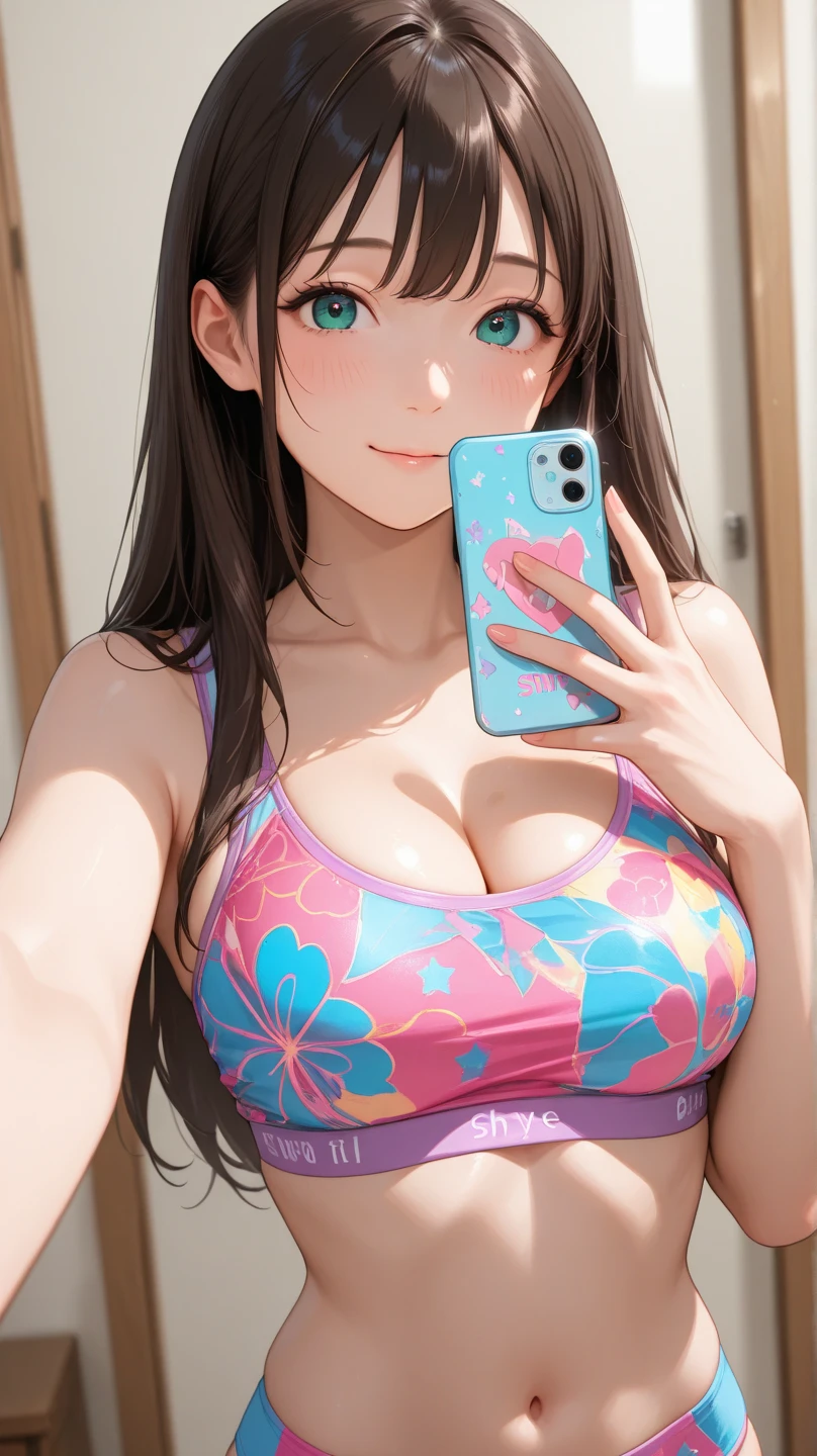 woman in bikini, highlighted nipples, taking a selfie, semi-transparent bikini having sex