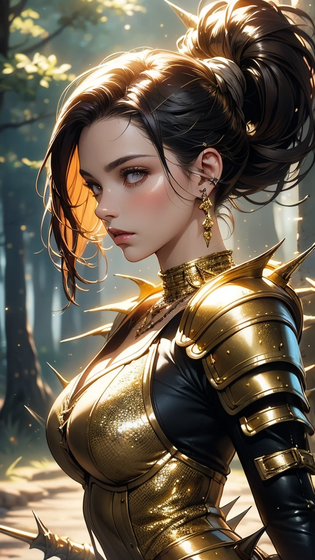 Style-Empire, 8k portrait of beautiful young woman with brown hair, intricate, elegant, highly detailed, majestic, digital photography, art by artgerm ruan jia and greg rutkowski surreal wet paint gold butterfly filigree, broken glass