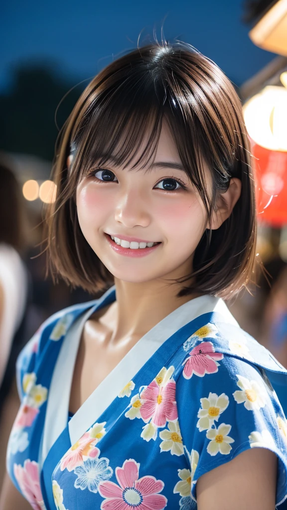Looking into the camera, ((A big bust that seems to burst :1)), (((Highest quality, 8k, masterpiece))), Sharp focus, (Beautiful woman with perfect figure), (Hairstyle: Light brown hair, good)), ((Wear yukata: green)), street: 1.2 非常に詳細な顔と肌の質感 詳細な目 double eyelid ランダムなポーズ, (smile),Excellent cute Japanese,Beautiful Japanese girls, Realistic Face, double eyelid,smile, Beautiful Teeth