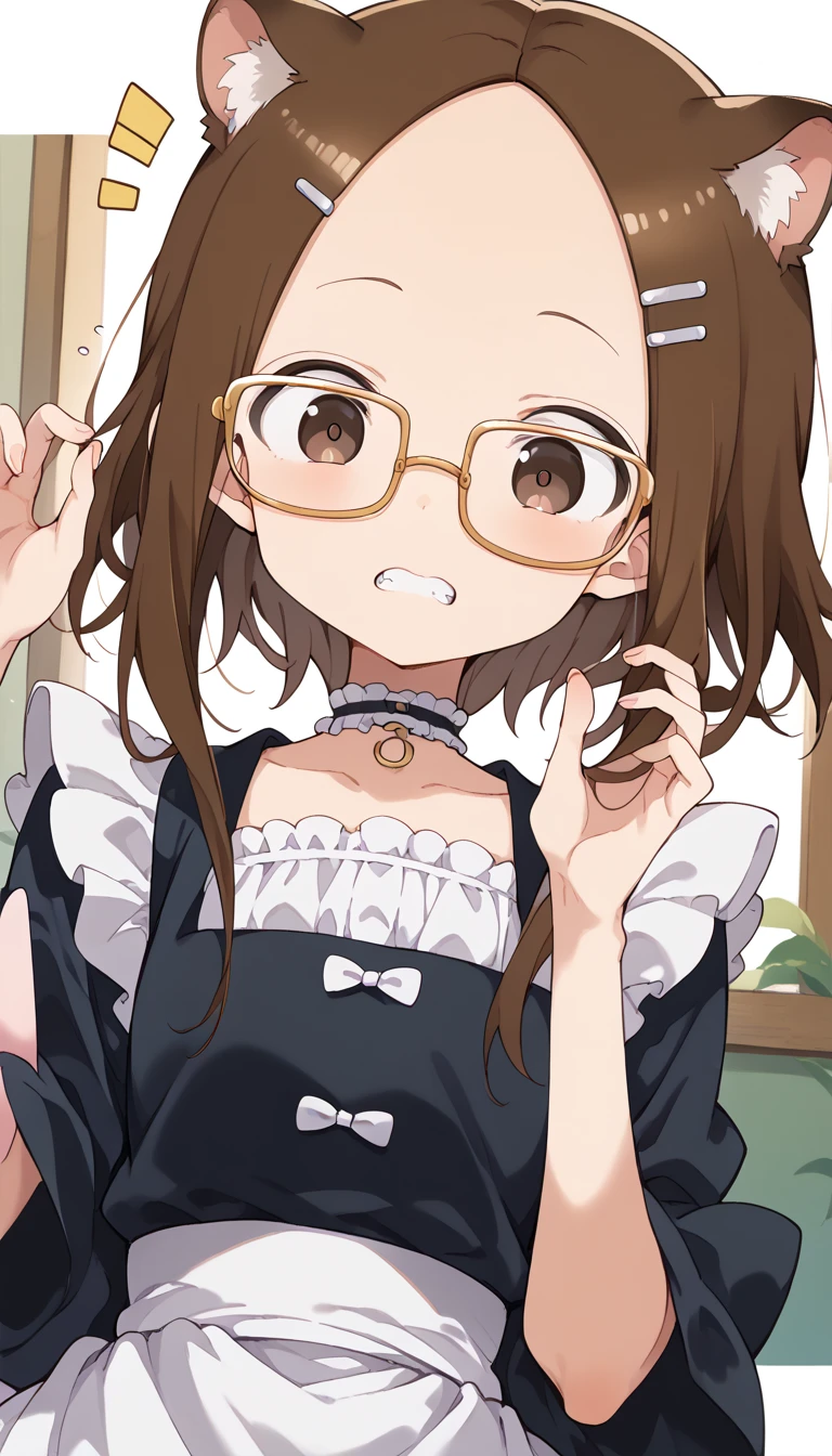 (masterpiece, best quality), intricate details,
1girl, LiliaGreyrat_aiwaifu, glasses, maid outfit, red hair,
ganbaruzoi, open mouth, :o, clenched hands, v-shaped eyebrows,